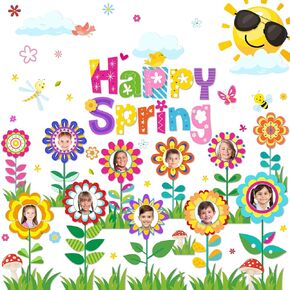 Spring Bulletin Board Decorations, Hello Spring Bulletin Board Decorations Includes Flower Mindset Photo Posting Craft Cutouts and Sun Cloud Cutouts for School Offices Classroom Back to School Party in Saudi Arabia