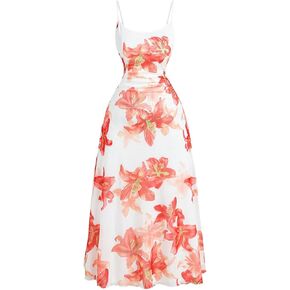 فستان نسائي طويل مقاس كبير للصيف والربيع لحفلات الزفاف فستان بوهو ماكسي مزين بالزهور مكشكش لقضاء العطلات على الشاطئ فساتين الشمس الواسعة in Kuwait