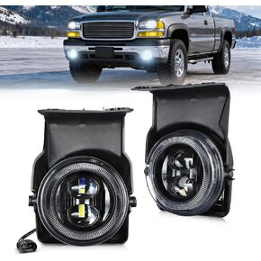 مصابيح الضباب LED OPP ULITE لسيارة GMC Sierra 1500 2500 3500 2003-2006، قابس ممتص الصدمات عالي التحمل N Play استبدال ضوء الضباب للقيادة، عبوة من قطعتين، أسود in Kuwait