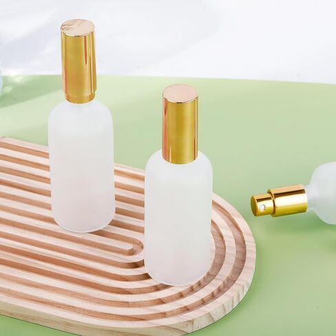 30 Pcs Glass Spray Bottle, 3.4 oz/ 100 ml Perfume Empty Bottles, Frosted Glass Spray Bottles, Refillable Clear Decorative Bottle with Gold Fine Mist Sprayer Pump for Face Body Travel in Kuwait
