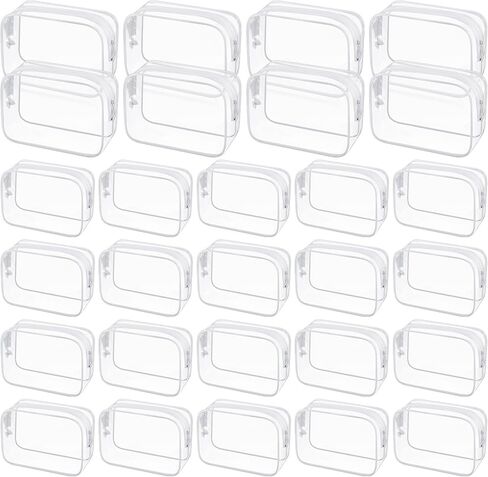 28 Pack Clear Cosmetic Bags Makeup Bags Bulk, Portable Waterproof Travel Toiletry Bag Organizer Plastic Toiletry Carry Pouch with Zipper, for Travel Women Men Bathroom Organizing, 7.1"x 4.7"x 2.4" in Saudi Arabia