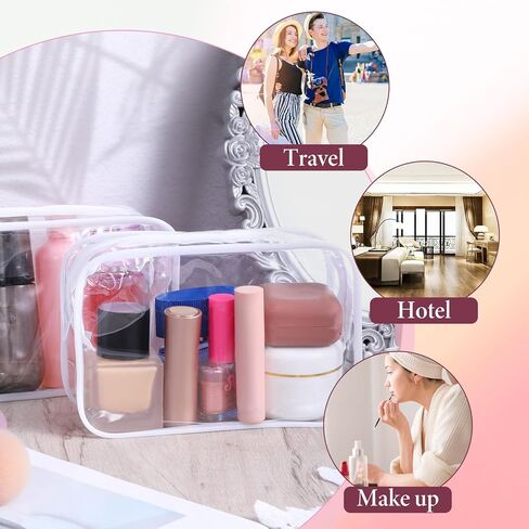 28 Pack Clear Cosmetic Bags Makeup Bags Bulk, Portable Waterproof Travel Toiletry Bag Organizer Plastic Toiletry Carry Pouch with Zipper, for Travel Women Men Bathroom Organizing, 7.1"x 4.7"x 2.4" in Saudi Arabia
