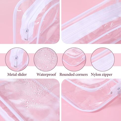 28 Pack Clear Cosmetic Bags Makeup Bags Bulk, Portable Waterproof Travel Toiletry Bag Organizer Plastic Toiletry Carry Pouch with Zipper, for Travel Women Men Bathroom Organizing, 7.1"x 4.7"x 2.4" in Saudi Arabia