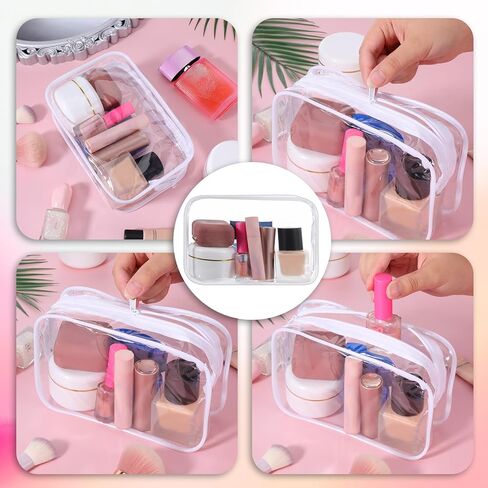 28 Pack Clear Cosmetic Bags Makeup Bags Bulk, Portable Waterproof Travel Toiletry Bag Organizer Plastic Toiletry Carry Pouch with Zipper, for Travel Women Men Bathroom Organizing, 7.1"x 4.7"x 2.4" in Saudi Arabia