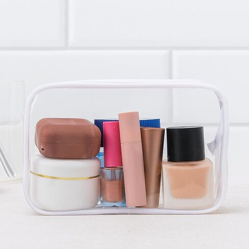 28 Pack Clear Cosmetic Bags Makeup Bags Bulk, Portable Waterproof Travel Toiletry Bag Organizer Plastic Toiletry Carry Pouch with Zipper, for Travel Women Men Bathroom Organizing, 7.1"x 4.7"x 2.4" in Saudi Arabia
