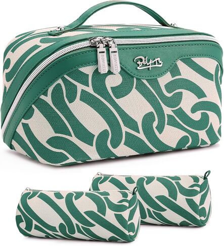 BOYATU Travel Makeup Bag for Women: Large Capacity 3-Piece Cosmetic & Toiletry Organizer - Expands Storage by 50% with 2 Detachable Pouches,Opens Flat for Easy Packing,Waterproof PU Leather(Blue) in Saudi Arabia