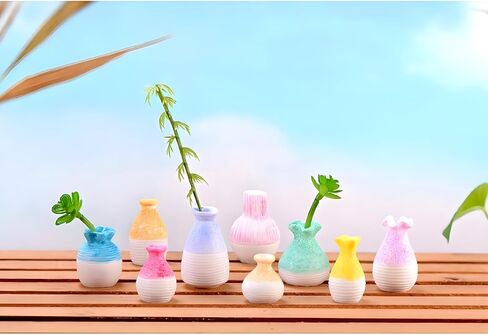9 Pcs Mini Bud Vases Set - Tiny Resin Flower Vases with Ceramic Imitation Design for Mini Flower Arrangements, DIY Decor, Fairy Garden Accessories, Tabletop & Home Decorations, Gift for Plant Lovers in Kuwait