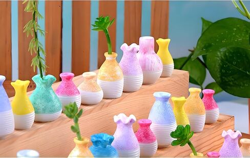 9 Pcs Mini Bud Vases Set - Tiny Resin Flower Vases with Ceramic Imitation Design for Mini Flower Arrangements, DIY Decor, Fairy Garden Accessories, Tabletop & Home Decorations, Gift for Plant Lovers in Kuwait