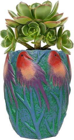 أصيص زهور سيراميك مع أنماط طلاء الطيور، زارع أسطواني بيضاوي سميك مستوحى من الطراز العتيق للديكور الداخلي والخارجي للنباتات العصارية in Kuwait