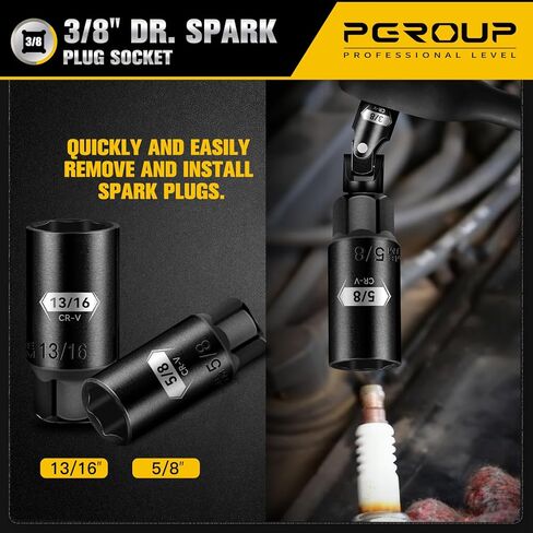 مجموعة مقابس محرك 3/8 بوصة، 72 قطعة معيار SAE (5/16 بوصة - 3/4 بوصة) ومتري (8-22 مم) مع شمعة إشعال، 6 نقاط عميقة وضحلة، مجموعة أدوات سقاطة مفتاح الربط 72T، Cr-V مع حقيبة تخزين شديدة التحمل in Kuwait