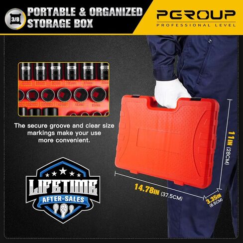 مجموعة مقابس محرك 3/8 بوصة، 72 قطعة معيار SAE (5/16 بوصة - 3/4 بوصة) ومتري (8-22 مم) مع شمعة إشعال، 6 نقاط عميقة وضحلة، مجموعة أدوات سقاطة مفتاح الربط 72T، Cr-V مع حقيبة تخزين شديدة التحمل in Kuwait