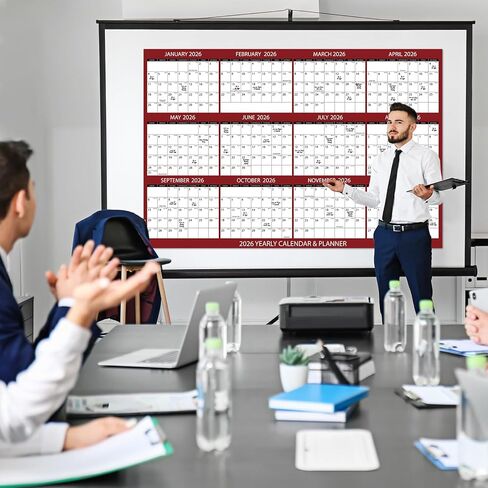 gisgfim 55 x 37in Big Assed Calendar 2026 Wall Ass Calendar حجم كبير رطب وجاف مسح مغلف مخطط سنوي سنوي لمدة 12 شهرًا للمدرسة والمكتب وتنظيم التخطيط، أفقيًا (مقطع إلى 3 قطع) in Saudi Arabia