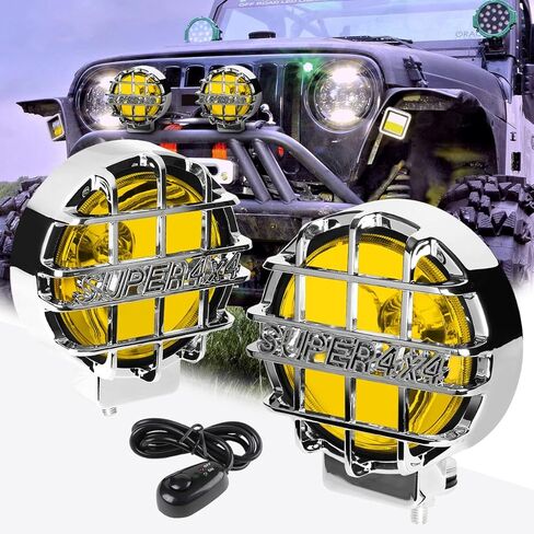 PM PERFORMOTOR Universal 6" Round Fog Lights w/Super 4X4 Protective Stone Guard+Switch,Black Housing/Clear Lens in Saudi Arabia