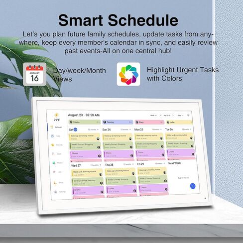 Viewedge Digital Calendar, 15.6 Inch Wall Planner Electronic Calendar & Chore Chart, Smart Touchscreen Interactive Display for Family Schedules, Great for Organizing Your Routines, Wall & Desk Mountable in Kuwait