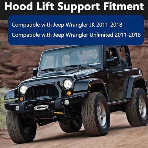 Front Hood Lift Support, Compatible with Jeep Wrangler JK & Unlimited 2011 2012 2013 2014 2015 2016 2017 2018 Hood Quick Lift Struts Lift Support Shocks Kit 1 Pair in Saudi Arabia