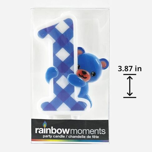 Blue Teddy Bear #1 Candle – Perfect for Baby’s First Birthday Celebration – Cute Cake Topper – 3.87in x 2.87 in in Saudi Arabia