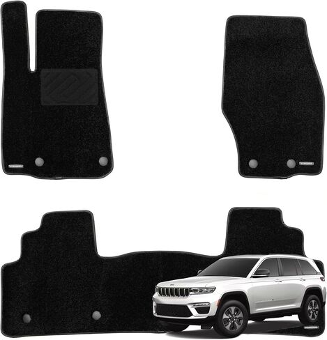 WENNEBIRD Superior Carpet Floor Mats for 2022-2026 Jeep Grand Cherokee (Not for L Models), 0.6-Inch Ultra-Thick, Noise-Reducing, All-Weather Waterproof Anti-Slip – 3-Pc Set in Saudi Arabia
