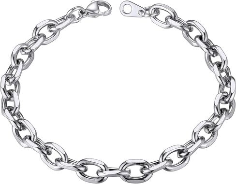 سوار سلسلة كابل رولو من تشينز هاوس للرجال والنساء، عرض 7 مم/9 مم/12 مم، الطول 7.5/8.3 بوصة، الفولاذ المقاوم للصدأ 316L/لون ذهبي 18 قيراط/أسود (إرسال صندوق هدية) in Kuwait