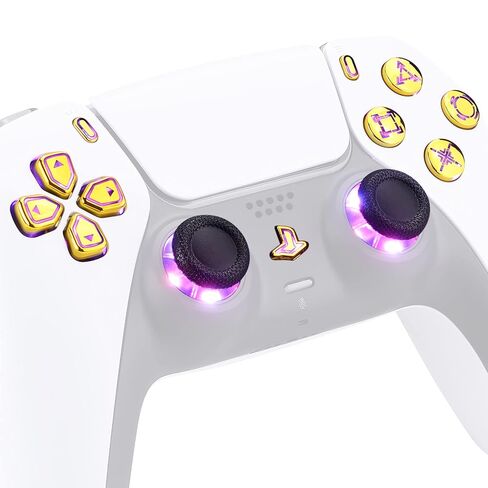 أزرار الوجه الرئيسية لوحدة التحكم PS5، أزرار Dpad Thumbstick Share الرئيسية متعددة الألوان لوحدة تحكم PS5، أزرار الرموز الكلاسيكية باللون الذهبي الكروم، مجموعة DTF LED لوحدة تحكم PS5 - وحدة التحكم غير متضمنة in Saudi Arabia