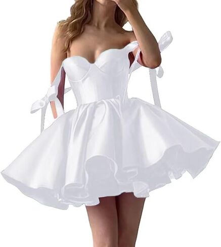 Womens Satin Short Prom Dresses for Women Straps Sweetheart Homecoming Dresses for Teens 2026 ZP005 in Saudi Arabia