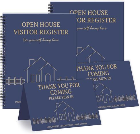 2 Pack Open House Visitor Registry 8.5"x 11" Real Estate Sign in Book for Open House Visitors with 2 Pack Realtor Tent Cards, 50 Sheets Each (Navy Blue) in Saudi Arabia