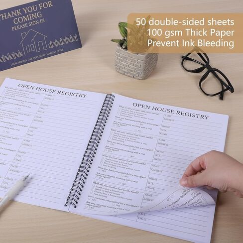 2 Pack Open House Visitor Registry 8.5"x 11" Real Estate Sign in Book for Open House Visitors with 2 Pack Realtor Tent Cards, 50 Sheets Each (Navy Blue) in Saudi Arabia
