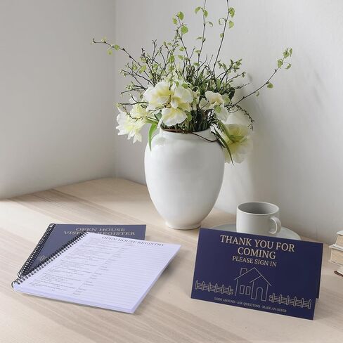 2 Pack Open House Visitor Registry 8.5"x 11" Real Estate Sign in Book for Open House Visitors with 2 Pack Realtor Tent Cards, 50 Sheets Each (Navy Blue) in Saudi Arabia