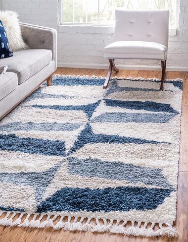 Rugs.com Athena Shag Collection Rug – 2' 2 x 6' Runner Blue Shag Rug Perfect for Hallways, Entryways in Saudi Arabia