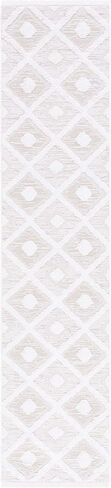 SAFAVIEH Augustine Collection Runner Rug - 2' x 7', Beige & Ivory, Moroccan Boho Trellis Textured Fringe Cotton Design, Ideal for The Living Room, Bedroom, Dining Room (AGT730B-27) in Saudi Arabia