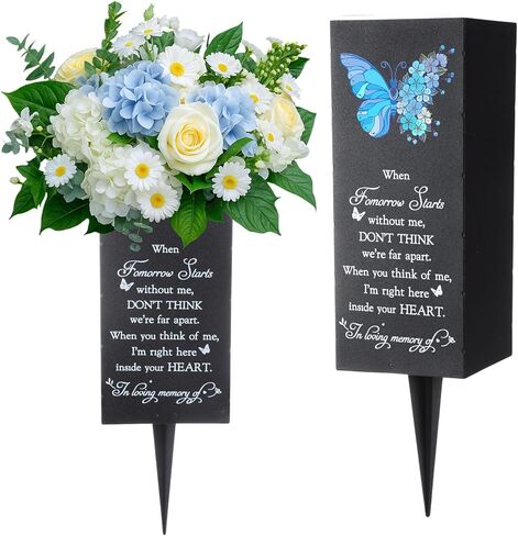 Metal Cemetery Vases for Grave Cemetery Flower Holders with Four Holes Grave Decorations Memorial Butterfly Vases for Loss of Loved One in Saudi Arabia