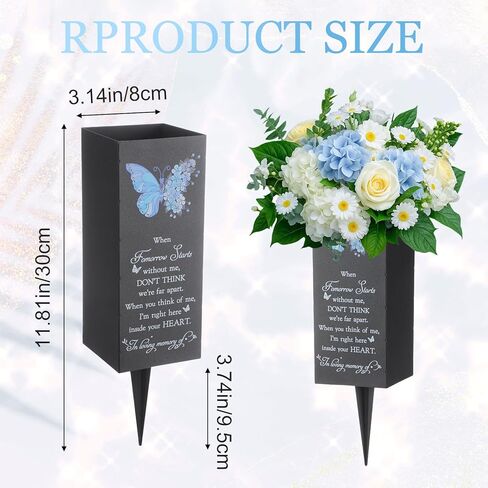 Metal Cemetery Vases for Grave Cemetery Flower Holders with Four Holes Grave Decorations Memorial Butterfly Vases for Loss of Loved One in Saudi Arabia
