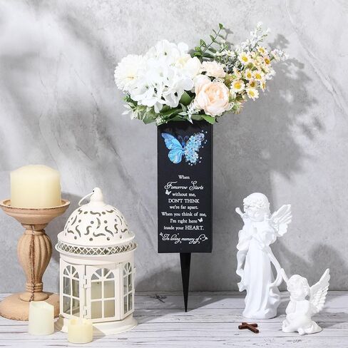 Metal Cemetery Vases for Grave Cemetery Flower Holders with Four Holes Grave Decorations Memorial Butterfly Vases for Loss of Loved One in Saudi Arabia