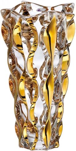 Gold Crystal Glass Bohemian Vase with Hand Painted Golden Edge 9.1inch Tall for Centerpieces, Weddings, Housewarming, Home Decor in Saudi Arabia