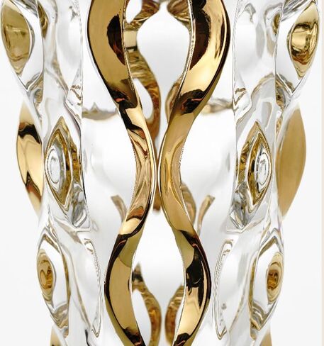 Gold Crystal Glass Bohemian Vase with Hand Painted Golden Edge 9.1inch Tall for Centerpieces, Weddings, Housewarming, Home Decor in Saudi Arabia
