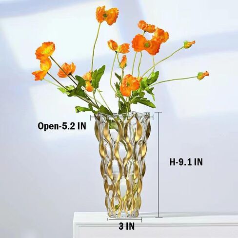 Gold Crystal Glass Bohemian Vase with Hand Painted Golden Edge 9.1inch Tall for Centerpieces, Weddings, Housewarming, Home Decor in Saudi Arabia