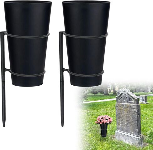 مزهريات معدنية للمقبرة حامل زهور مع مسامير مزهريات تذكارية لديكورات مزهرية القبر لحامل زهور مزهرية المقبرة للقبر التذكاري في ساحة العشب وديكور شاهد القبر مع DIY بحرية (2) in Kuwait