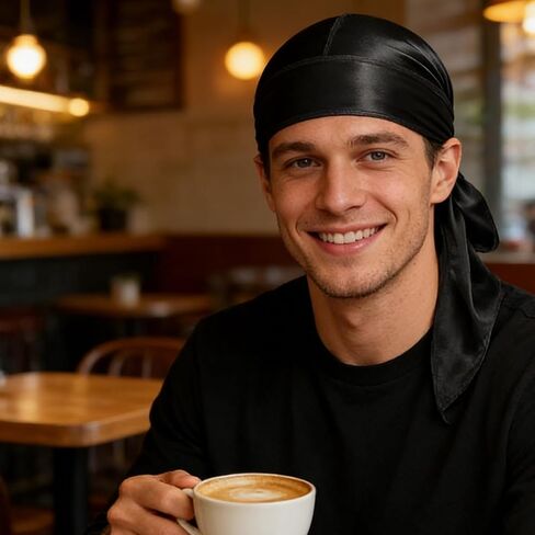 4 Pack Durags for Men, Thin Silk Durag, Satin Durag for Waves Sleeping Daily Use, Black in Saudi Arabia