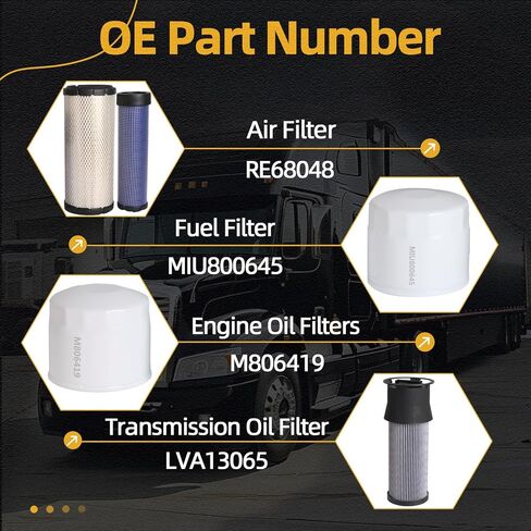 Maintenance Filter Kit fits for John Deere Compact Utility Tractor 3320/3520/4105, M806419 Engine Oil Filters/MIU800645 Fuel Filter/RE68048 Air Filter/, LVA13065 Engine Oil Filters in Saudi Arabia