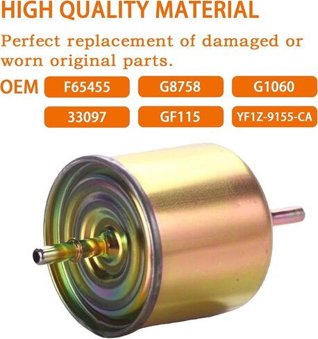 F65455 Fuel Filter compatible with Mercury Cougar 1999-2002 with 2.5L 6Cyl V:Ford Escape 2001-2006 with 3.0L 6Cyl V:Ford F-150 1986-1991 with 5.0L 8 Cyl Engine F65455 in Saudi Arabia