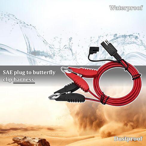 3.2FT 14AWG Car Alligator Butterfly Clip to SAE Connector, Quick Disconnect Vehicle Battery Alligator Clamp with Wire, Auto Solar Power Charging Extension Cable, Universal Fit in Saudi Arabia