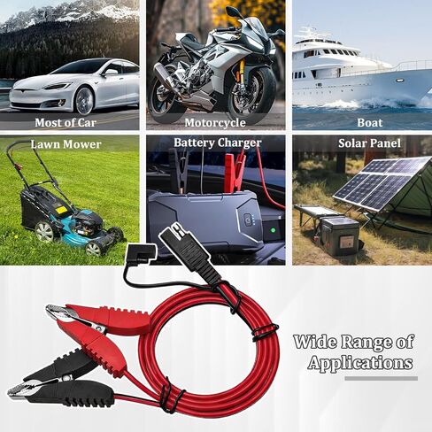 3.2FT 14AWG Car Alligator Butterfly Clip to SAE Connector, Quick Disconnect Vehicle Battery Alligator Clamp with Wire, Auto Solar Power Charging Extension Cable, Universal Fit in Saudi Arabia