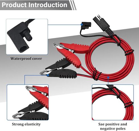3.2FT 14AWG Car Alligator Butterfly Clip to SAE Connector, Quick Disconnect Vehicle Battery Alligator Clamp with Wire, Auto Solar Power Charging Extension Cable, Universal Fit in Saudi Arabia