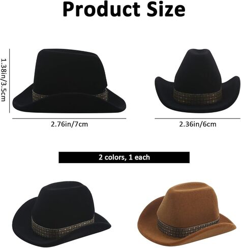2 Pcs Cowboy Hat Ring Box Western Velvet Engagement Ring Boxes Jewelry Display Storage Case for Wedding Ceremony Brown&Black in Saudi Arabia