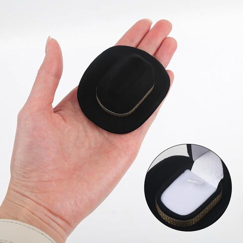 2 Pcs Cowboy Hat Ring Box Western Velvet Engagement Ring Boxes Jewelry Display Storage Case for Wedding Ceremony Brown&Black in Saudi Arabia