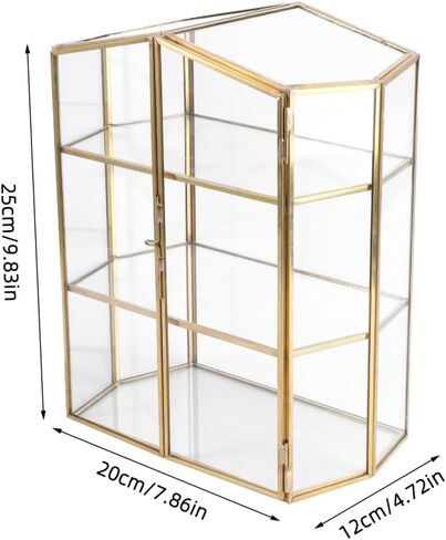 BESTOYARD 3-Layer Glass Jewelry Box - Golden Jewelry Storage Organizer with Structure for Home and Makeup Compact Size for Easy Storage in Saudi Arabia