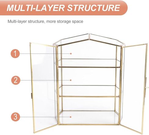 BESTOYARD 3-Layer Glass Jewelry Box - Golden Jewelry Storage Organizer with Structure for Home and Makeup Compact Size for Easy Storage in Saudi Arabia