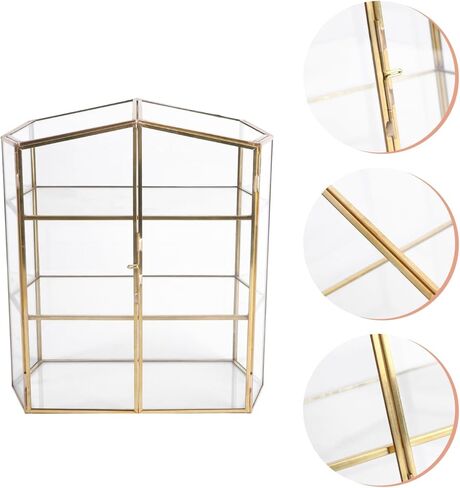 BESTOYARD 3-Layer Glass Jewelry Box - Golden Jewelry Storage Organizer with Structure for Home and Makeup Compact Size for Easy Storage in Saudi Arabia