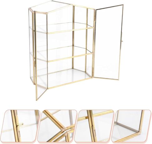 BESTOYARD 3-Layer Glass Jewelry Box - Golden Jewelry Storage Organizer with Structure for Home and Makeup Compact Size for Easy Storage in Saudi Arabia
