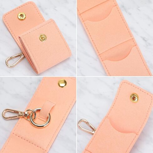 Mini Jewelry Holder Pouch with Keychain, Portable Travel Jewelry Organizer Box for Rings Earrings Necklace Stud, Small Velvet Jewelry Storage Bag for Gym Women (Pink) in Saudi Arabia
