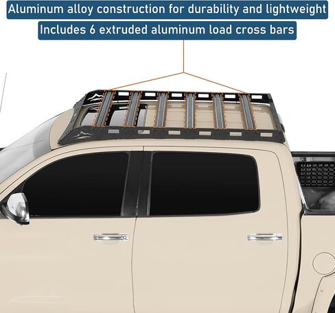 Hooke Road Tundra Roof Rack Aluminum Cross Bars for 2014-2021 Toyota Tundra CrewMax (4 Full-Size Doors), 400 lbs Load Capacity, Lightweight Overland Rooftop Cargo Carrier Basket in Saudi Arabia